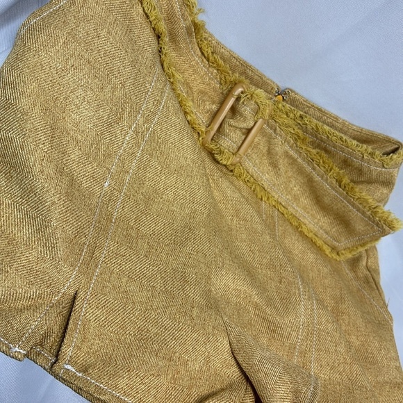 Anthropology Moon River Gold High Waist adjustable belt back zip up Shorts S - Picture 11 of 13